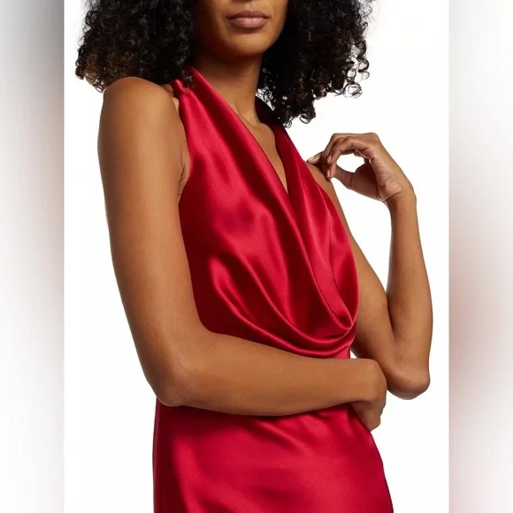 Norma Kamali Women’s Cowl-Neck Satin Gown Size Medium - Picture 2 of 11